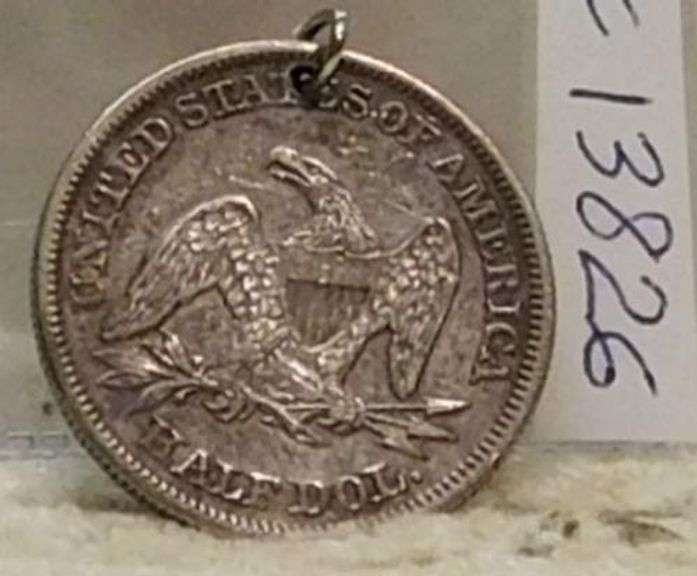 1854 Arrows, Seated Half Dollar, holed, strong detail