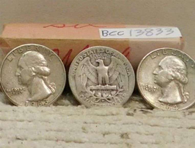 90% Silver Roll Washington Qtrs, $10.00 face, circ
