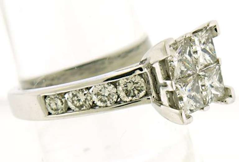 Fancy Princess Cut Diamond Cluster Ring