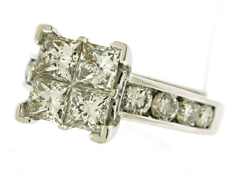 Fancy 14kt WG Princess Cut Diamond Cluster Ring