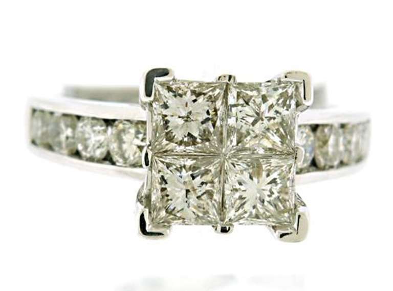 Fancy Princess Cut Diamond Cluster Ring