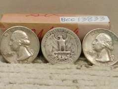 90% Silver Roll Washington Qtrs, $10.00 face, circ
