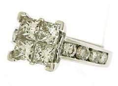 Fancy Princess Cut Diamond Cluster Ring
