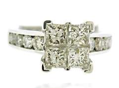 Fancy Princess Cut Diamond Cluster Ring