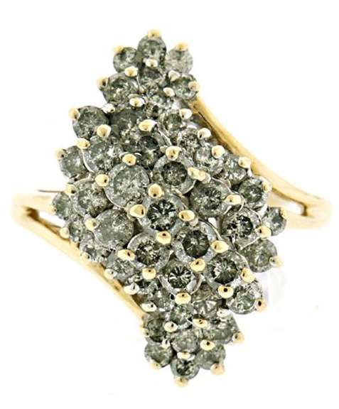 Gorgeous 14kt YG Diamond Cluster Waterfall Ring