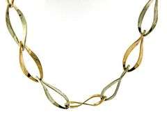 Trendy Set of 10kt YG & Sterling Silver Open Link Necklace & Earrings