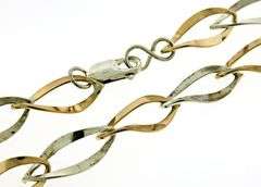 Trendy Set of 10kt YG & Sterling Silver Open Link Necklace & Earrings