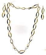 Trendy Set of 10kt YG & Sterling Silver Open Link Necklace & Earrings