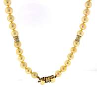 Golden Peach Pearl Necklace with Bow Clasp & Spacers