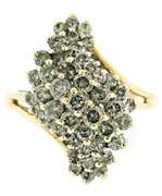 Gorgeous 14kt YG Diamond Cluster Waterfall Ring