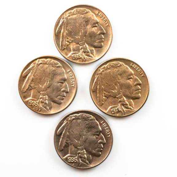 2 Each 1936 And 1938 D Gem BU Buffalo Nickels