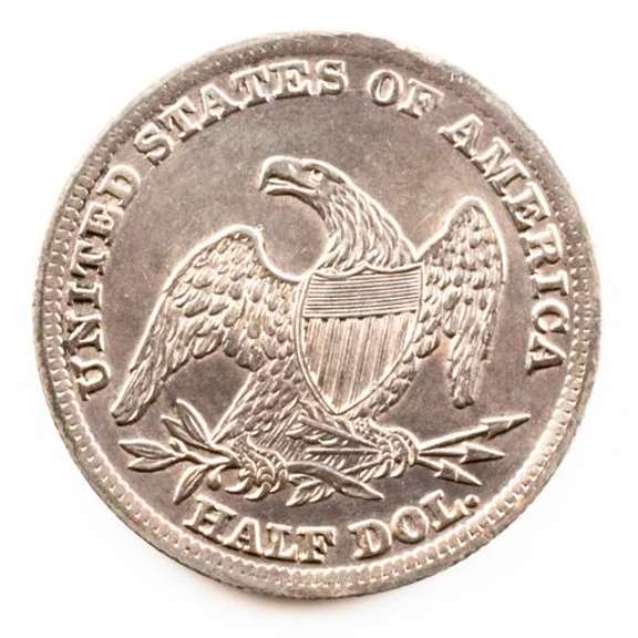 1838 Reeded Edge Bust Half Near Uncirculated Toned