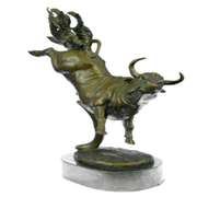 Cowboy Bullfight Western Lost Wax Bronze Sculpture