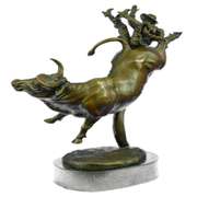Cowboy Bullfight Western Lost Wax Bronze Sculpture