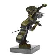 Musician Cello Player on Marble Base Bronze Figurine