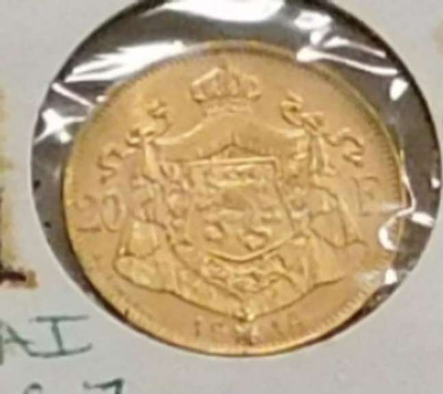 Gold, Belgium, 1914, 20 Francs, Unc, 0.1867 oz Gold