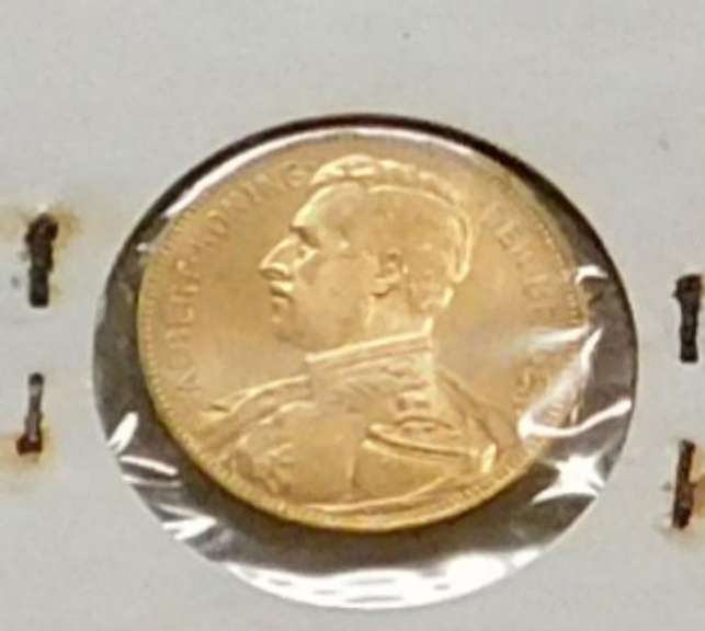 Gold, Belgium, 1914, 20 Francs, Unc, 0.1867 oz Gold