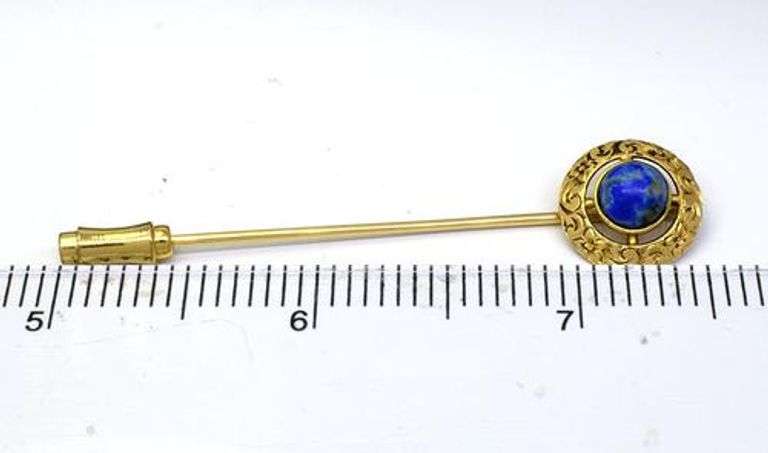 Vintage 14KT & Lapis Lazuli Stick Pin