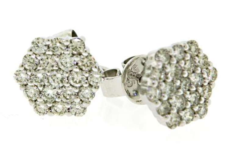 Modern Hexagon Cluster Diamond Earrings