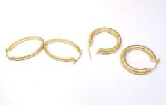 Lot of 2 Pair 14KT Hoop Earrings