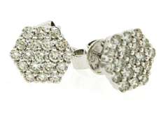 Modern Hexagon Cluster Diamond Earrings