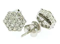 Modern Hexagon Cluster Diamond Earrings