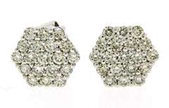 Modern Hexagon Cluster Diamond Earrings