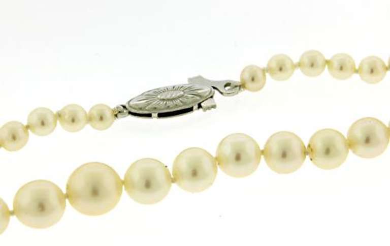 Elegant 18kt WG Graduated Pearl Necklace