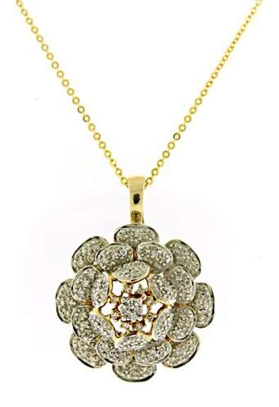 Dazzling 14kt YG Diamond Flower Necklace