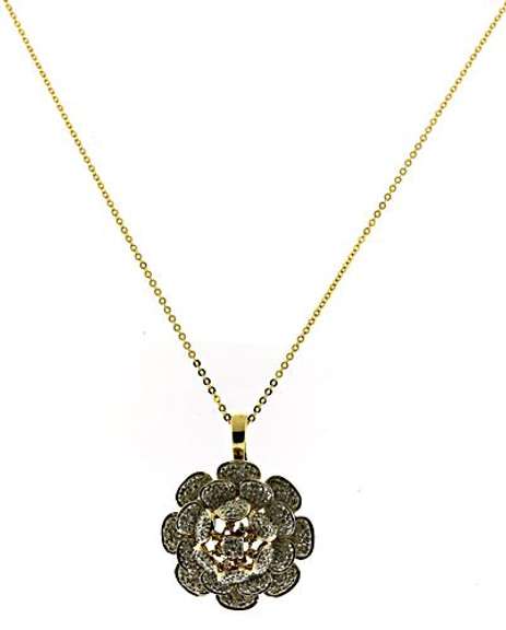 Dazzling 14kt YG Diamond Flower Necklace