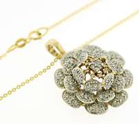 Dazzling 14kt YG Diamond Flower Necklace