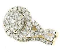 Amazing Cluster Diamond Ring w Matching Band