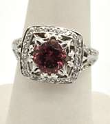 LADIES 14KT WHITE GOLD TOURMALINE RING.