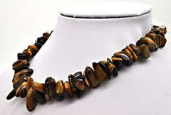 LADIES 14 KT GOLD TIGER EYE NECKLACE.