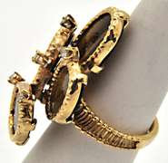 LADIES 14 KT YELLOW GOLD DIAMOND AND TIGER'S EYE RING.