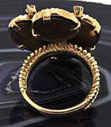 LADIES 14 KT YELLOW GOLD DIAMOND AND TIGER'S EYE RING.