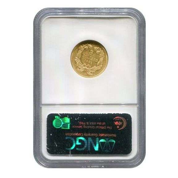 US Gold $3 1862 AU58 NGC Rocky Mountain Collection