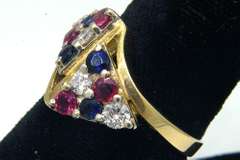 Almost Half Carat Each Diamond, Ruby, & Sapphire Ring