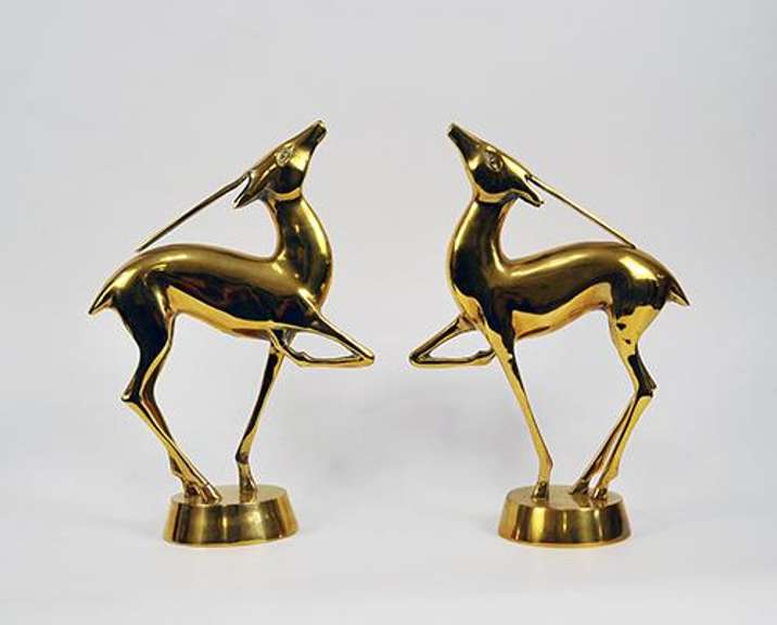 Vintage Pair of Solid Brass Deer Decorative Statues
