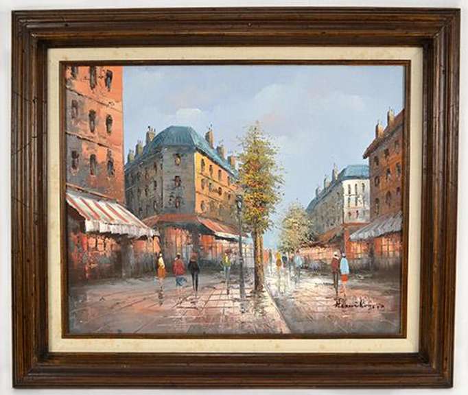 Paris Street View Signed Original Painting by H. Rogers Henri Rogers