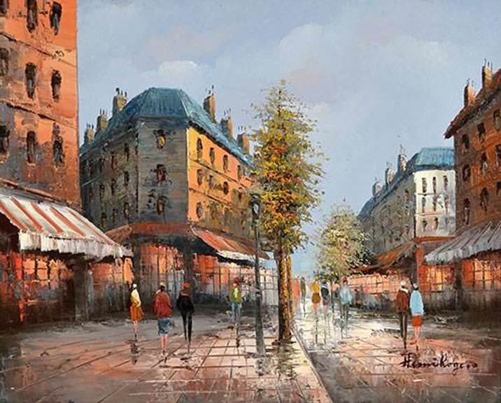 Paris Street View Signed Original Painting by H. Rogers Henri Rogers