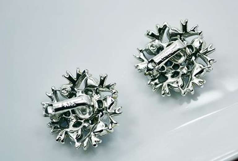 AB Aurora Borealis Crystals Clip On Earrings Signed Coro