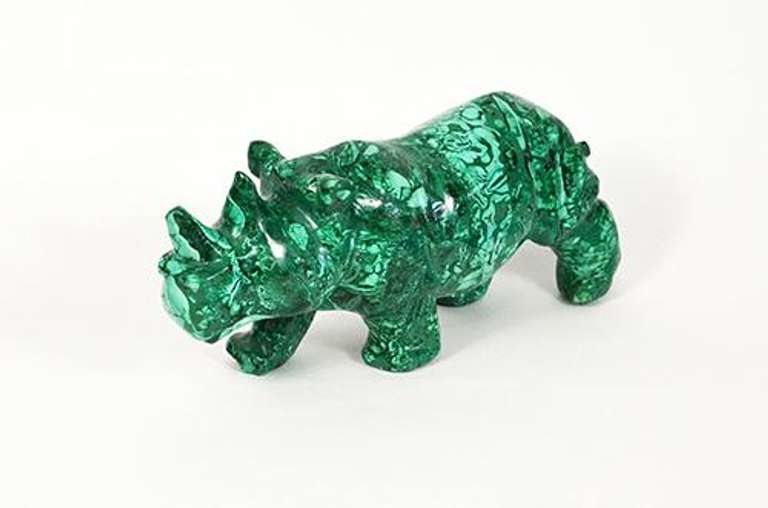 Outstanding Large African Malachite Gemstone Rhino