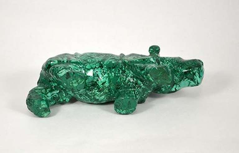 Outstanding Large African Malachite Gemstone Rhino