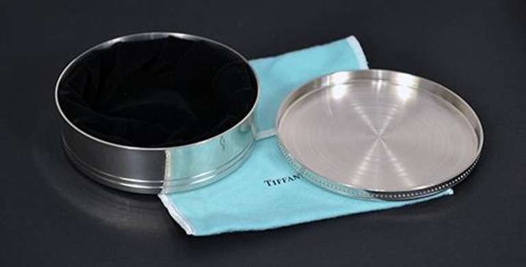 Tiffany & Co. Pewter Lidded Round Jewelry Trinket Box