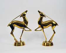 Vintage Pair of Solid Brass Deer Decorative Statues