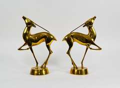 Vintage Pair of Solid Brass Deer Decorative Statues