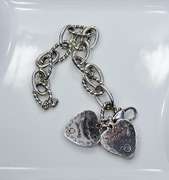 Brighton Silver Plated Breast Cancer Heart Locket Chain Bracelet