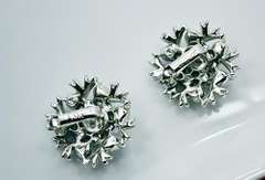 AB Aurora Borealis Crystals Clip On Earrings Signed Coro
