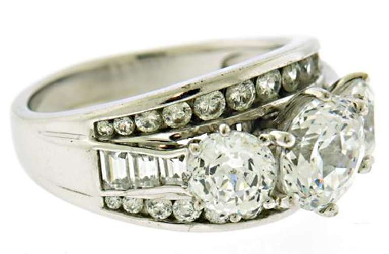 Cubic Zirconia 3 Stone w Channel Set Sides
